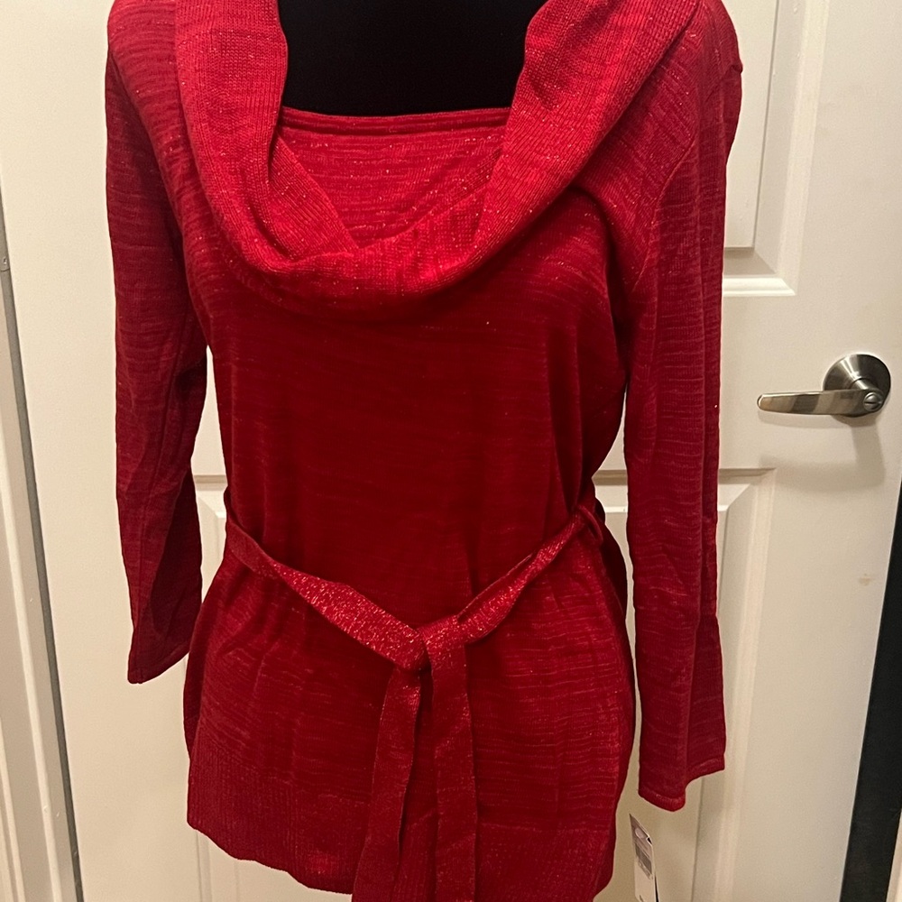 AGB cowl neck red sweater, nwt.